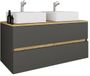 VCM 3-tlg. Doppelwaschtisch Cosila mit 2 Keramikbecken – Badschrank mit 2 Softclose-Schubladen, Maße Waschplatz Set: H. 51 x B. 111 x T. 51 cm, Cosila-A