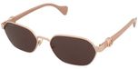 Gucci GG1593S 003 Zonnebril Vrouwen Rosékleurig Metaal/RVS Spiegelend Paars