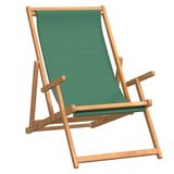 VidaXL Tuinstoel Terras Gecapitonneerde zitting Polyester, Teak Groen