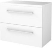 Basic Line Start 46 Badkamermeubelset - 80 x 46 cm - Met Grepen - 2 Lades - Wastafelblad - Ice White