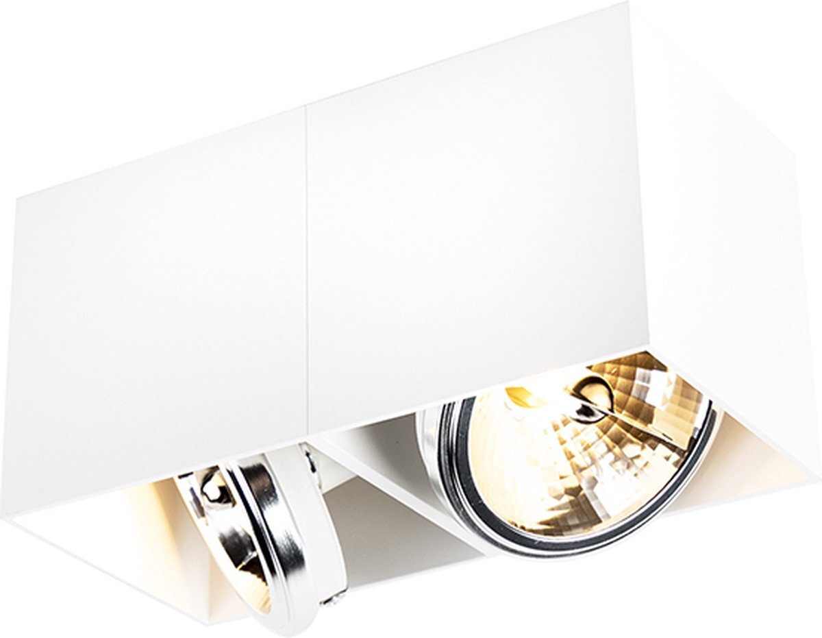 QAZQA box - Design Plafondspot | Spotje | Opbouwspot - 2 lichts - L 24 cm - Wit - Industrieel - Woonkamer | Slaapkamer | Keuken