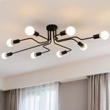 Goeco Plafondlamp metaal retro -lamp, 8 kroonluchter Lampe E27 Vintage plafondverlichting voor woonkamer keukencorridor loft eetkamer café (noir sans ampoule)