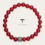 MEN OF MERCURY® Carneliaan Kralenarmband voor Heren – 8 mm Natuursteen – Gepolijste Rode Edelsteen – Luxe Geschenkverpakking