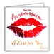 Vierkante A Kiss for You Verjaardagskaart, vierkant, Bisous Bises lipgloss, rode lippen, glanzend