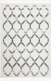 Safavieh Marokkaans Shaggy Geweven Tapijt voor Binnen, Berber Fringe Shag Collectie, BFG524, in Creme & Blauw, 99 X 160 cm