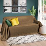 Beautissu Romantica Bedsprei 210x280cm Suède-Look Licht Bruin