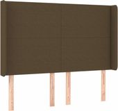 vidaXL Hoofdbord met randen 147x16x118/128 cm stof donkerbruin