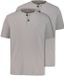 JP 1880 Heren Henleys Basic Set van 2 Ronde Hals Knoopsluiting - Grijs Melange - Maat 5XL