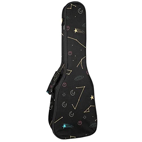 Mersov Concert Ukelele Rugzak, Heavy Duty Ukulele Case Bag met Opslag, Sopraan Concert Tenor Ukelele 10MM Gewatteerde BagBlack SheepsZodiac Kleurrijk Zwart