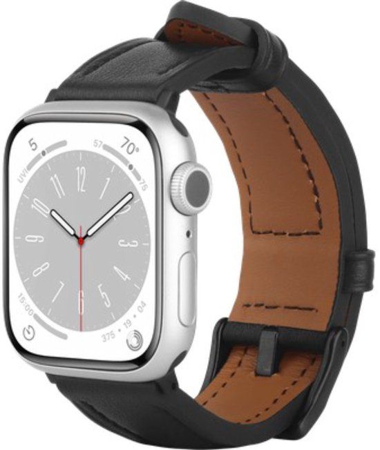 Just in Case Timeless Leather Strap Apple Watch 40-42 Mm Horlogebandje Zwart