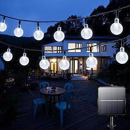 Lezonic Zonne-tuinverlichting buiten, 50 LED 7M/24Ft lichtslingers - helder wit