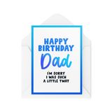 Grappige Jokey Sweary Cards Grappige verjaardagskaarten voor papa - het spijt me dat ik zo'n kleine tw* t was - Humorkaarten voor volwassenen - Grappige Papa Kaarten - CBH1961
