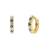 Lucardi Dames Zilveren goldplated oorringen met blauwe en witte zirkonia
