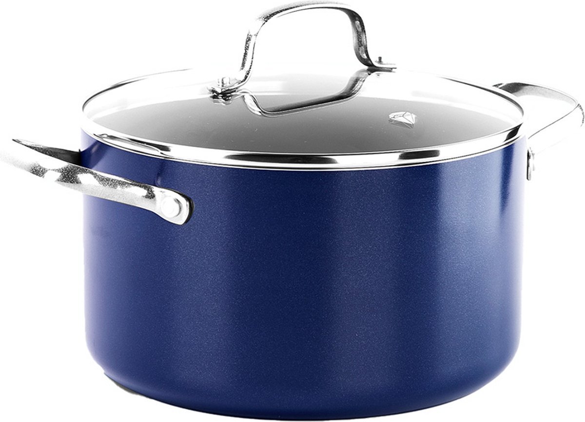 BK Blue Diamond – kookpan inclusief deksel – soeppan/braadpan – 22 cm – inhoud; 4,76 L – Blauw