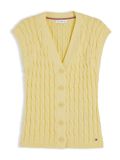 Tommy Hilfiger Gebreide bodywarmer 'Cable Slim Sleeve' lichtgeel