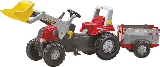 Rolly Toys Rolly Junior RT - Traptractor met Frontlader en Aanhanger - Rood