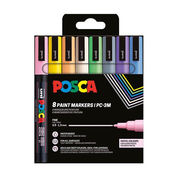 POSCA Acrylmarkerset PC-3M 8 pastelkleuren