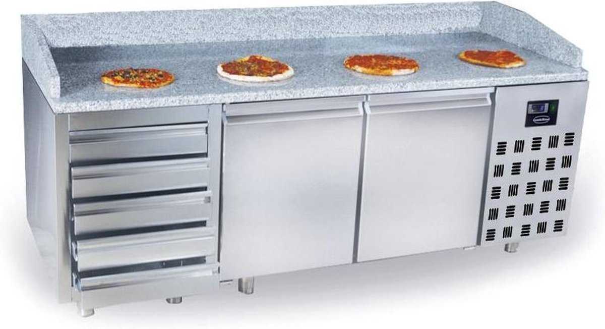 - Professionele Pizzawerkbank | 2 Deuren | 5 Laden | RVS | | 7489.5235 | Horeca