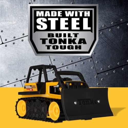 Basic Fun! Tonka Steel Classics Bulldozer - Kids Construction Toy - Yellow & Black
