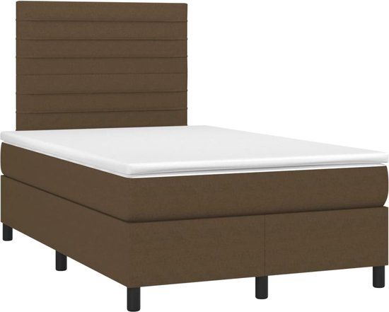 vidaXL Boxspring met matras stof donkerbruin 120x190 cm