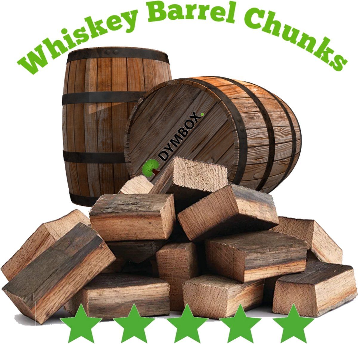 Dymbox 15 KG Whiskey Barrel Chunks | Whiskey Vaten Eik Rookhout voor Kamado BBQ | Rookoven | Onbehandeld | 8720053914766