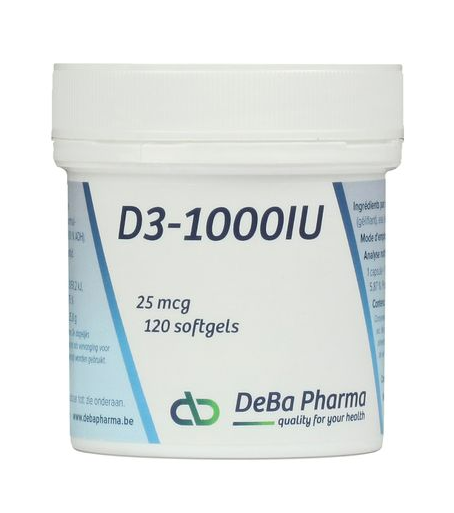 DeBa Pharma Vitamine D3-1000 IU 25 Mcg Softgels