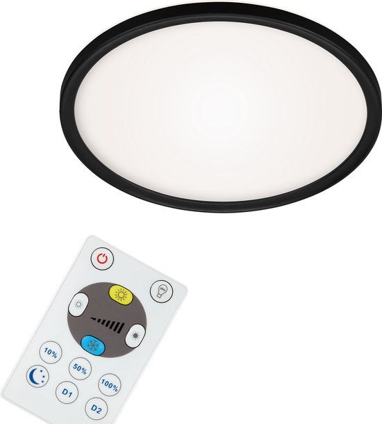 Briloner SLIM LED Plafondlamp - Dimbaar - 18W - 2400lm - Wit/Zwart - Incl. Afstandsbediening