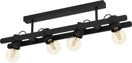 EGLO Plimsoll Plafondlamp - E27 - 77 cm - Zwart - Staal|Hout