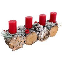 HWC Adventsarrangement HWC-M14 met kaarsenhouder, adventskrans kerstarrangement hout MVG 12x41x12cm ~ met kaarsen