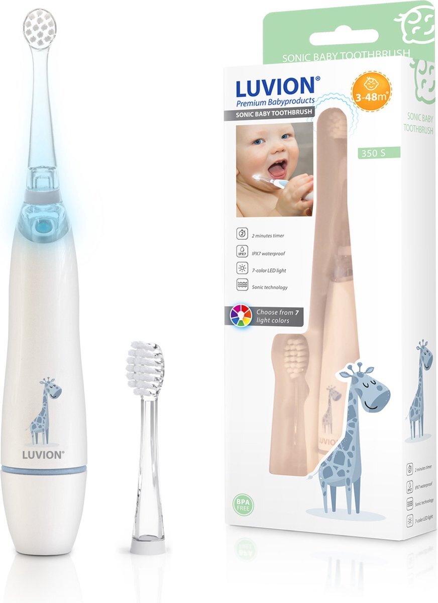 Luvion 350S - Sonische Elektrische Tandenborstel voor Baby en Peuter - 0 t/m 4 Jaar - Met Timer wit
