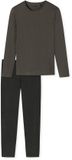 SCHIESSER Pyjama lang Heren taupe 100% Katoen 2-delig Maat 54