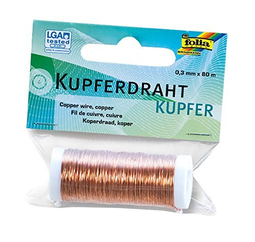 Folia 79244 - koperdraad koper, 1 spoel 0,3 mm x 80 m - ideaal voor knutselwerk, bloemstukken en containers