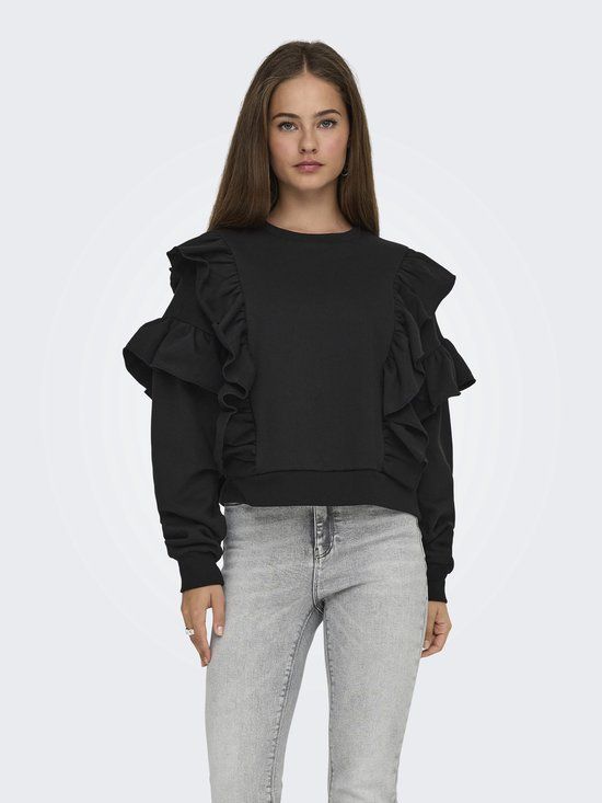 ONLY - ONLDAZE LISS L/S FLOUNCE SWT - Meisjes - Zwart - Katoen/Polyester - Maat M