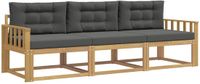 vidaXL - Chaise longue loungeset - 3 zitplekken - Polyester - Wit en antracietkleurig