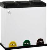 SVITA TC3X20 Pedaalemmer - Poubelle Séparation des déchets Acier 60L Blanc