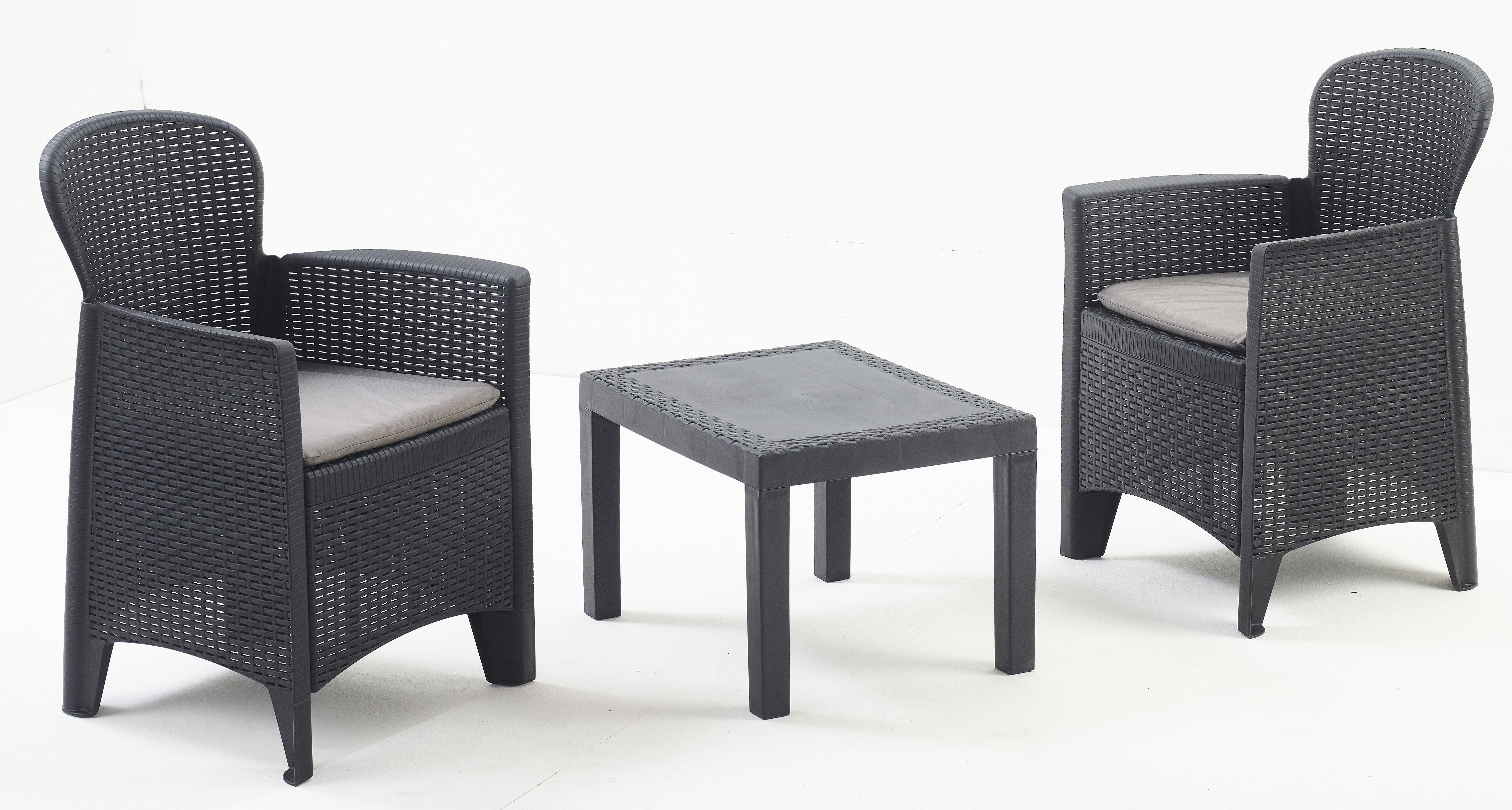 Pro Garden ProGarden Akita 3-delige Tuinset - Antraciet - 2 zitplaatsen