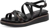 Tamaris - Dames - Zwarte Plateau Sandalen met Sleehak