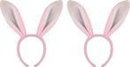 Oreilles de lapin/bunny - 2x pièces - rose avec blanc - Adultes - 28 cm - Bandeau de fête lapin/lapin de Pâques - Déguisement de Pâques