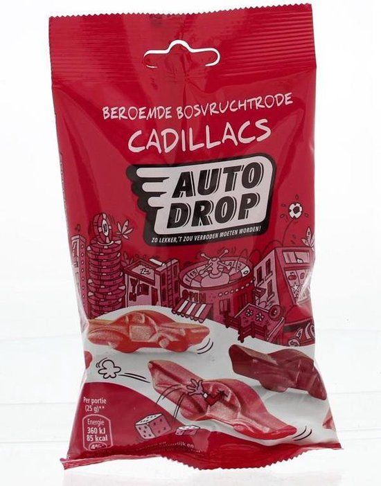 Autodrop Snack packs bosvruchten rode cadillacs 85 gram