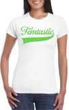 Bellatio Decorations Foute party t-shirt voor dames - Femtastic - wit - glitter - carnaval/themafeest M