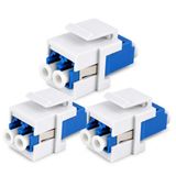 1aTTack.de 3x glasvezel keystone-connectoren OS1 / OS2 (UPC of PC) LC duplex female naar LC duplex female singlemode blauw