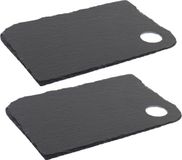Item International 4x stuks leisteen snijplanken 28 x 18 cm zwart