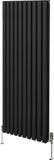 MonsterShop Ovale radiator + trv-chroomkranen - zwart - 1600x600 mm - 10 kolommen