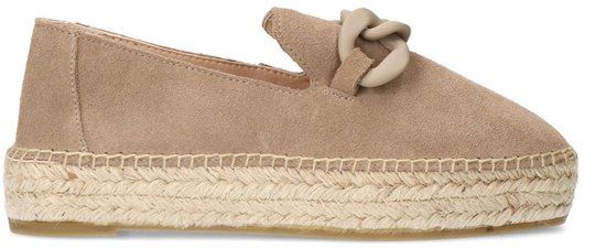 Manfield Dames Taupe Suède Espadrilles met Chain - Maat 41