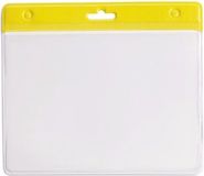 Merkloos Multipack van 10x stuks Badgehouders - geel - 11,5 x 9,5 cm - voor aan een lanyard of keycord