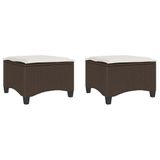 VidaXL Tuinkrukken met kussens 2 st 55x55x36 cm poly rattan bruin