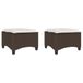VidaXL Tuinkrukken met kussens 2 st 55x55x36 cm poly rattan bruin
