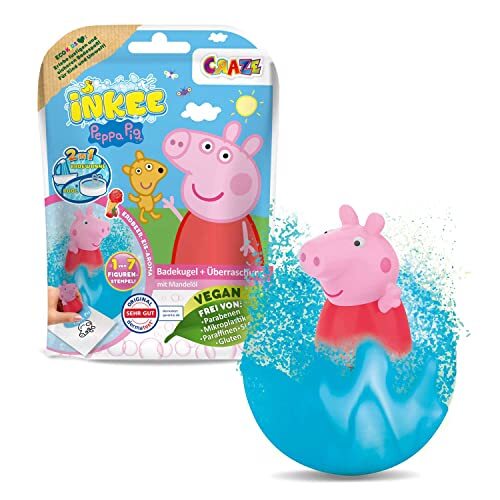 CRAZE Toys Inkee Surprise Peppa Pig badbruisballen voor kinderen, met verrassing, peppa pig speelgoed voor de badkuip, badtoevoeging 43127