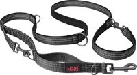 HALTI Anatomy multifunctionele hondenlijn - Reflecterende Lijn met schokabsorberend tussenstuk en twee clips, ideaal om honden te trainen en uit te laten. Geschikt voor puppy's (Maat L, Grijs)