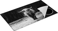 Chefcare Inductie Beschermer Schotse Hooglander bij het Bos - Zwart Wit - 95x55 cm